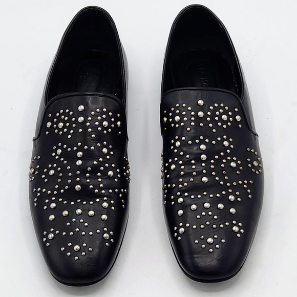 THE KOOPLES Leather Studded Loafers Western Moccasins Flats Black Retro Size 39 - Picture 5 of 16